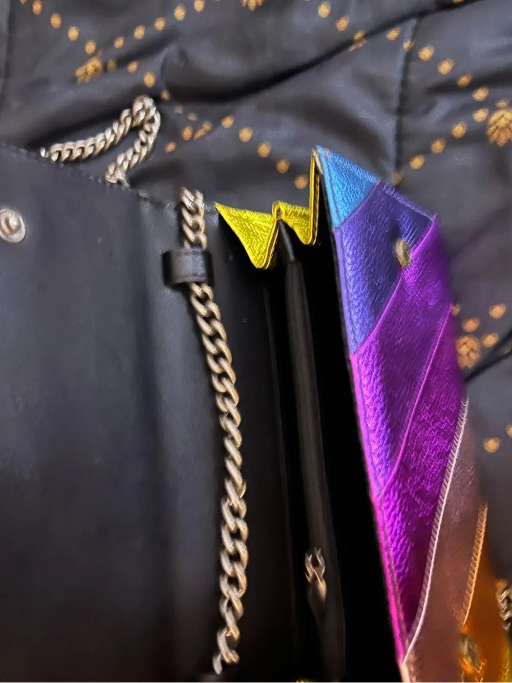 Kurt Geiger Multicolor Iridescent Diagonal Stripe Chain Crossbody